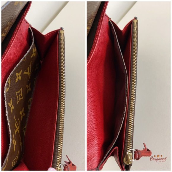 Authentic Louis Vuitton Monogram Canvas Leather Red Emilie Long Wallet CA2140 - Picture 10 of 12